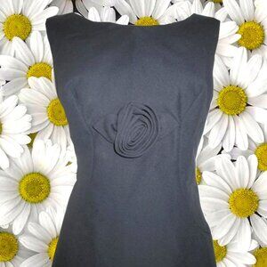 1950s vintage lbd black rose rockabilly dress size medium large